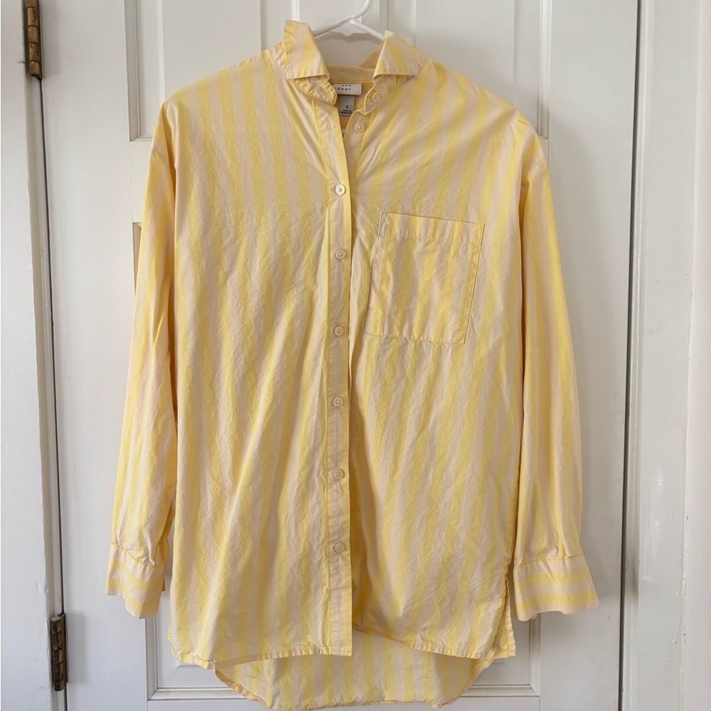 a new day Light Yellow Striped Button-Down Shirt